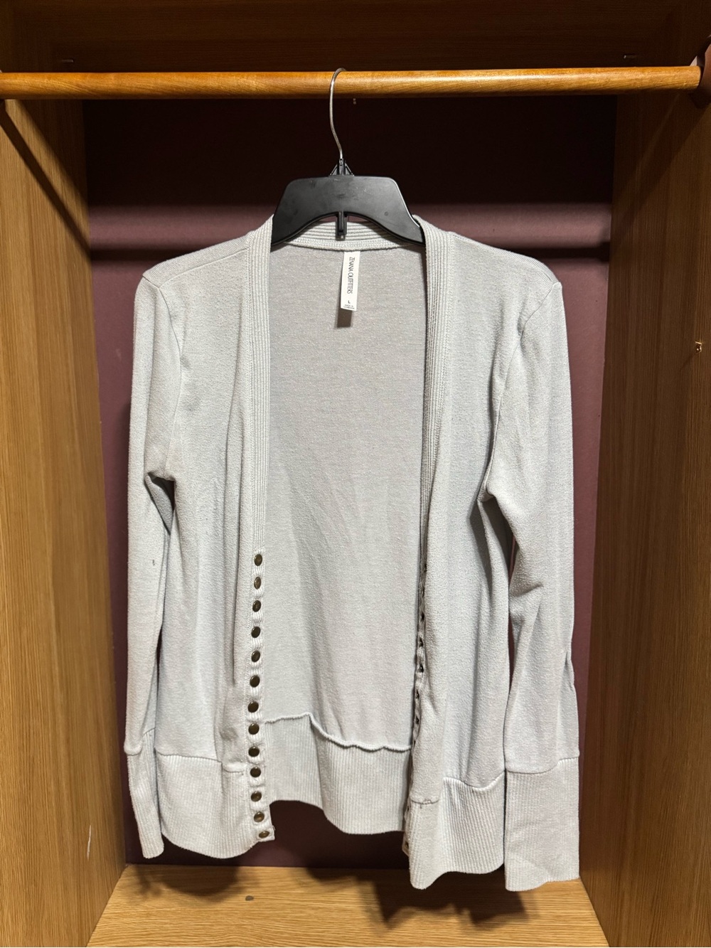Zenana Outfitters Gray Open Front Cardigan Size Large